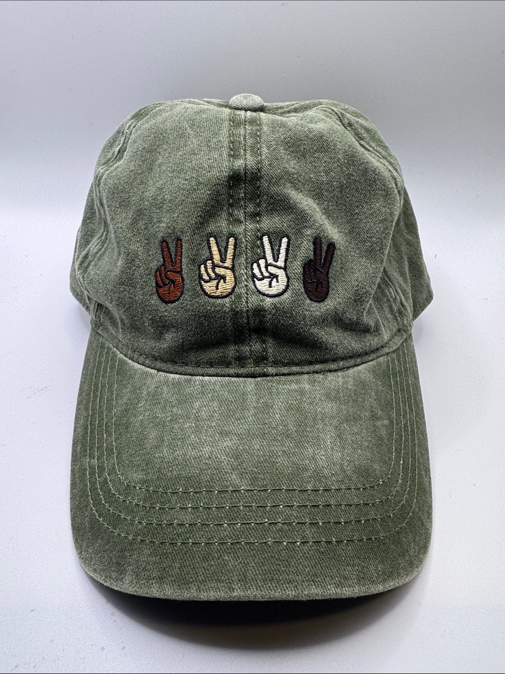 David and Young Olive Green Cotton Baseball Cap with Embroidery